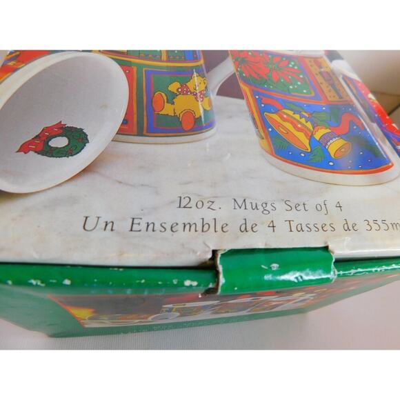 Vintage Signature Christmas Classics Mugs Cups Santa Snowman Angels Set of 4 - Picture 4 of 11